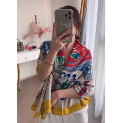 Special Grade Replica Hermès Reversible Color Velvet Square Scarf 140cm Yellow Clone Sale