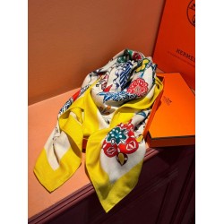 Special Grade Replica Hermès Reversible Color Velvet Square Scarf 140cm Yellow Clone Sale