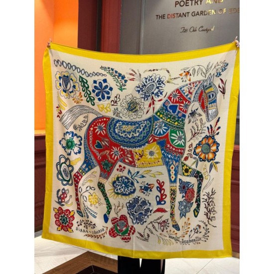 Special Grade Replica Hermès Reversible Color Velvet Square Scarf 140cm Yellow Clone Sale