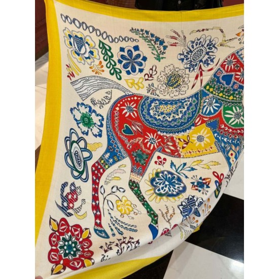 Special Grade Replica Hermès Reversible Color Velvet Square Scarf 140cm Yellow Clone Sale