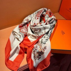 Special Grade Replica Hermès Reversible Color Velvet Square Scarf 140cm Red Clone Sale