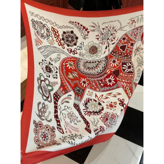 Special Grade Replica Hermès Reversible Color Velvet Square Scarf 140cm Red Clone Sale