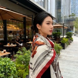 Special Grade Replica Hermes velvet reversible tonal shawl crossbow-style horse harness 135 Clone Sale