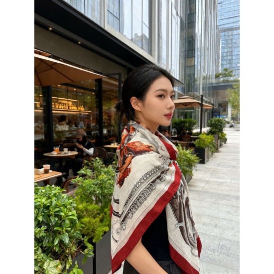 Special Grade Replica Hermes velvet reversible tonal shawl crossbow-style horse harness 135 Clone Sale
