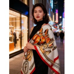 Special Grade Replica Hermes velvet reversible tonal shawl crossbow-style horse harness 135 Red Clone Sale