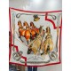 Special Grade Replica Hermes velvet reversible tonal shawl crossbow-style horse harness 135 Red Clone Sale