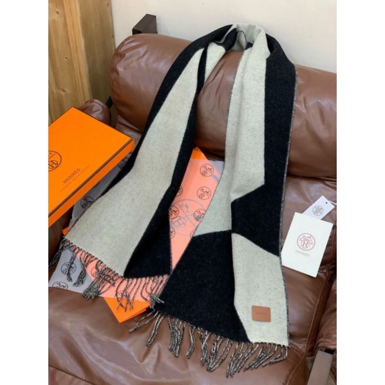 Special Grade Replica Hermes Couple's Multicolor Gradient Cashmere Scarf 32 x 190 Black Clone Sale