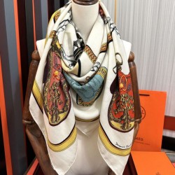 Special Grade Replica Hermes reversible silk cashmere handkerchief 135 Beige Clone Sale