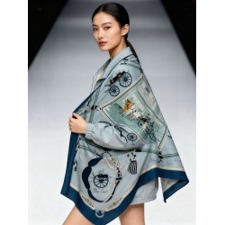 Special Grade Replica Hermès reversible cashmere square scarf 140 Blue Clone Sale