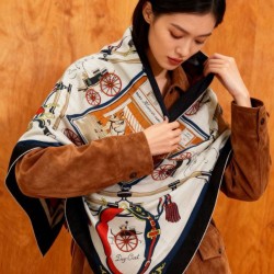 Special Grade Replica Hermès reversible cashmere square scarf 140 Black Clone Sale
