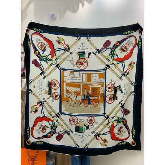 Special Grade Replica Hermès reversible cashmere square scarf 140 Black Clone Sale