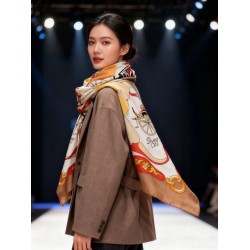 Special Grade Replica Hermès reversible cashmere square scarf 140 Orange Clone Sale