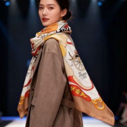 Special Grade Replica Hermès reversible cashmere square scarf 140 Orange Clone Sale
