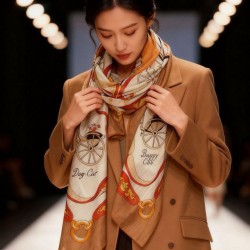Special Grade Replica Hermès reversible cashmere square scarf 140 Orange Clone Sale