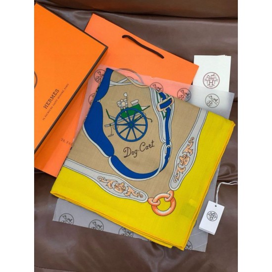 Special Grade Replica Hermès reversible cashmere square scarf 140 Yellow Clone Sale
