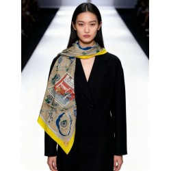Special Grade Replica Hermès reversible cashmere square scarf 140 Yellow Clone Sale