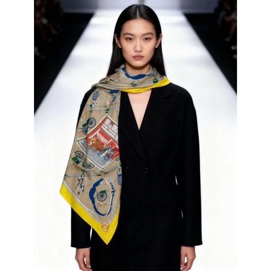 Special Grade Replica Hermès reversible cashmere square scarf 140 Yellow Clone Sale