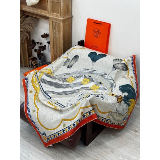 Special Grade Replica Hermès reversible velvet square scarf 140 Orange Clone Sale