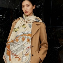 Special Grade Replica Hermès reversible velvet square scarf 140 Gray Clone Sale