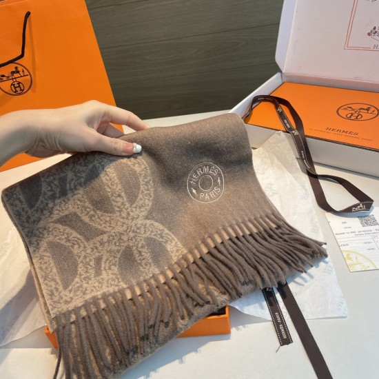 Special Grade Replica Hermès classic reversible lambswool scarf 35 x 200 Brown Clone Sale