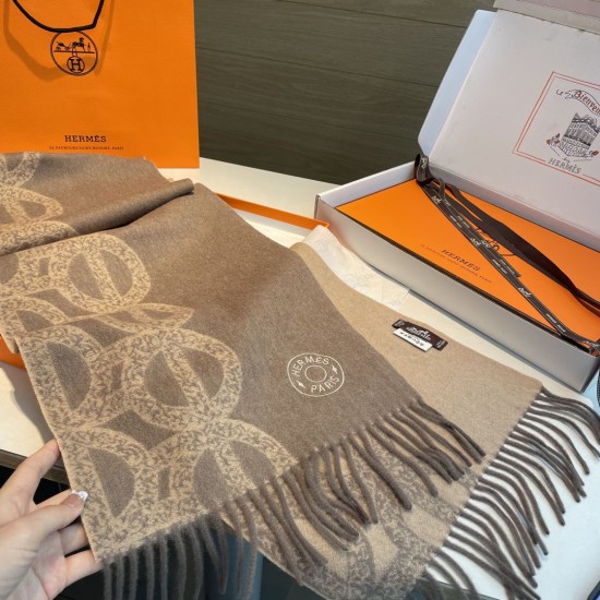 Special Grade Replica Hermès classic reversible lambswool scarf 35 x 200 Brown Clone Sale