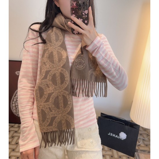 Special Grade Replica Hermès classic reversible lambswool scarf 35 x 200 Brown Clone Sale