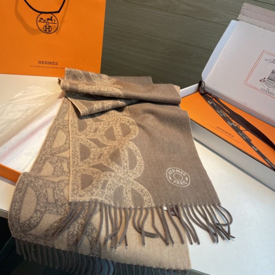 Special Grade Replica Hermès classic reversible lambswool scarf 35 x 200 Brown Clone Sale