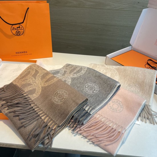 Special Grade Replica Hermès classic reversible lambswool scarf 35 x 200 Gray Clone Sale