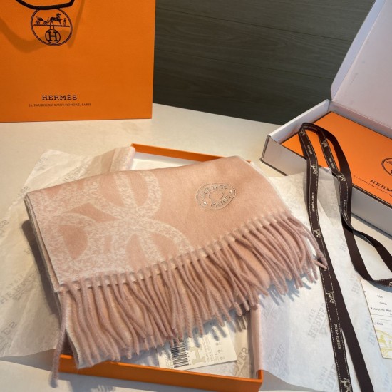 Special Grade Replica Hermès classic reversible lambswool scarf 35 x 200 Pink Clone Sale