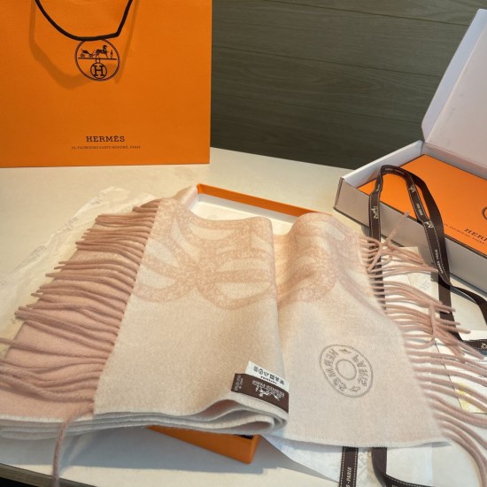 Special Grade Replica Hermès classic reversible lambswool scarf 35 x 200 Pink Clone Sale