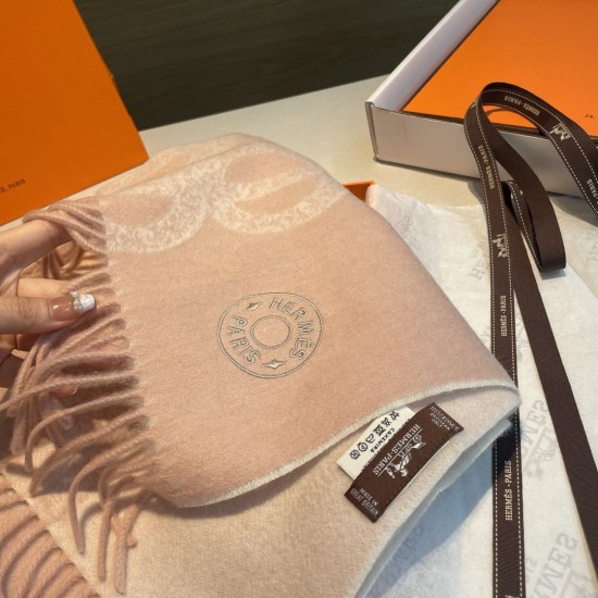 Special Grade Replica Hermès classic reversible lambswool scarf 35 x 200 Pink Clone Sale