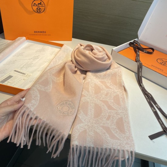 Special Grade Replica Hermès classic reversible lambswool scarf 35 x 200 Pink Clone Sale