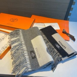 Special Grade Replica Hermes Horse cashmere scarf 30 x 140cm Black Clone Sale