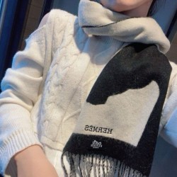Special Grade Replica Hermes Horse cashmere scarf 30 x 140cm Black Clone Sale