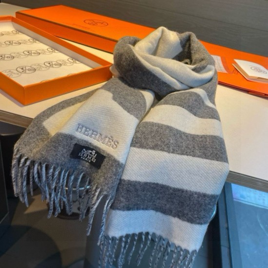 Special Grade Replica Hermes Horse cashmere scarf 30 x 140cm Gray Clone Sale