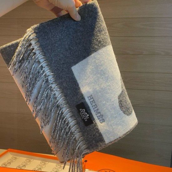 Special Grade Replica Hermes Horse cashmere scarf 30 x 140cm Gray Clone Sale