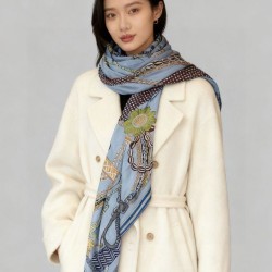 Special Grade Replica Hermes Woven Saddleband Velvet Square Scarf with Hand-rolled 140 Blue Clone Sale