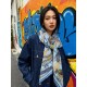 Special Grade Replica Hermes Woven Saddleband Velvet Square Scarf with Hand-rolled 140 Blue Clone Sale