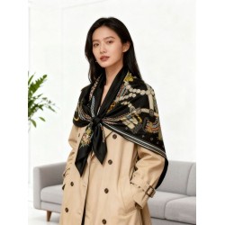 Special Grade Replica Hermes Woven Saddleband Velvet Square Scarf with Hand-rolled 140 Black Clone Sale
