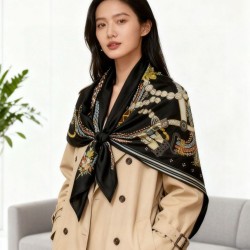Special Grade Replica Hermes Woven Saddleband Velvet Square Scarf with Hand-rolled 140 Black Clone Sale