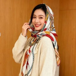 Special Grade Replica Hermes Woven Saddleband Velvet Square Scarf with Hand-rolled 140 Orange Clone Sale
