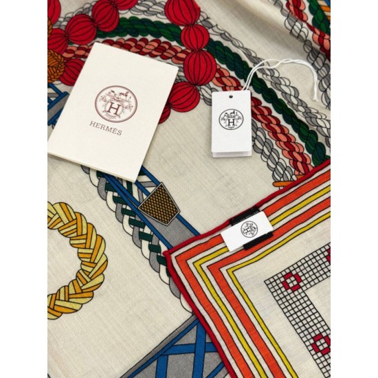 Special Grade Replica Hermes Woven Saddleband Velvet Square Scarf with Hand-rolled 140 Orange Clone Sale