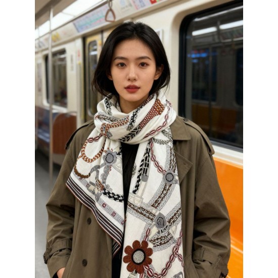 Special Grade Replica Hermes Woven Saddleband Velvet Square Scarf with Hand-rolled 140 Clone Sale