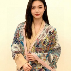 Special Grade Replica Hermès Animal City reversible cashmere scarf 140 Pink Clone Sale