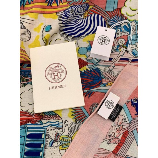 Special Grade Replica Hermès Animal City reversible cashmere scarf 140 Pink Clone Sale
