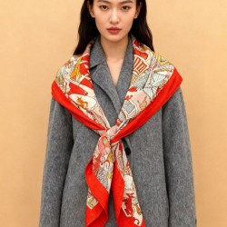 Special Grade Replica Hermès Animal City reversible cashmere scarf 140 Red Clone Sale