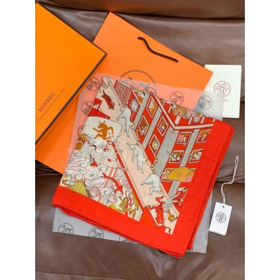Special Grade Replica Hermès Animal City reversible cashmere scarf 140 Red Clone Sale
