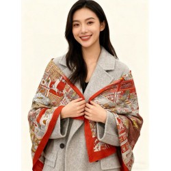 Special Grade Replica Hermès Animal City reversible cashmere scarf 140 Red Clone Sale