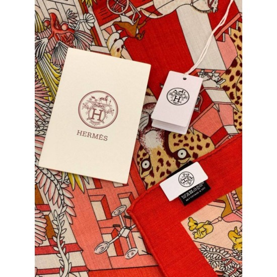 Special Grade Replica Hermès Animal City reversible cashmere scarf 140 Red Clone Sale