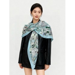 Special Grade Replica Hermès Animal City reversible cashmere scarf 140 Blue Clone Sale